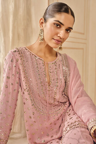 Zynah Handcrafted Badla Sharara Set - Blush, Blush, image 6